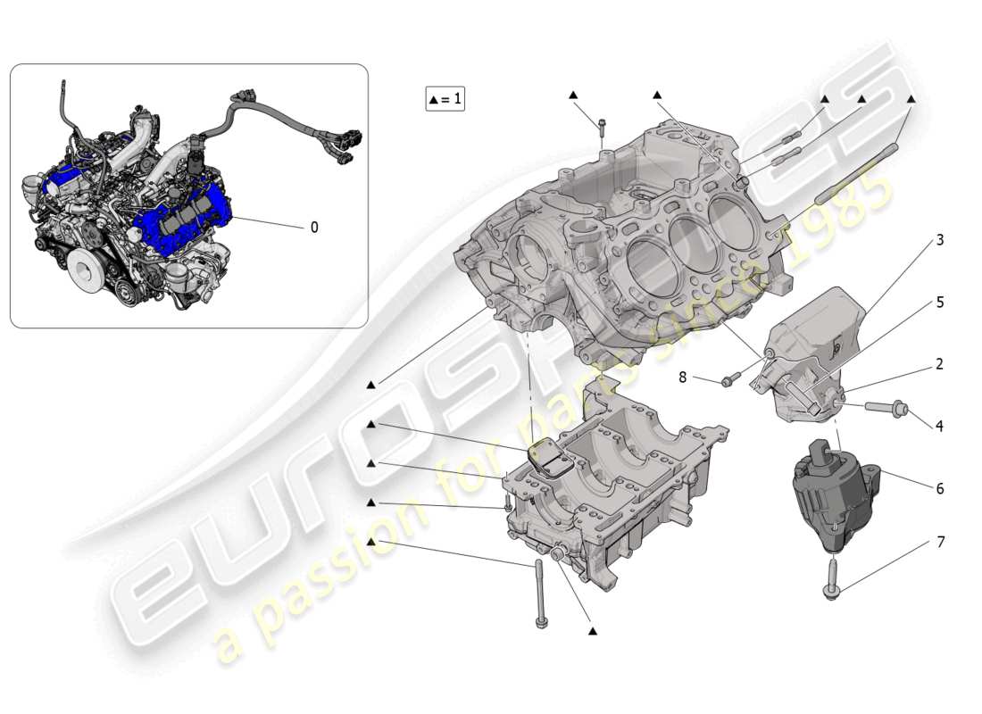 maserati mc20 (2022) crankcase parts diagram