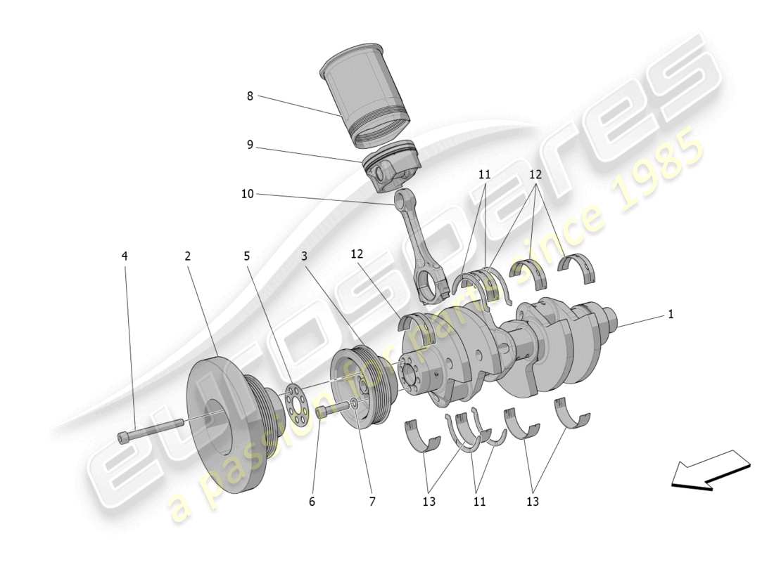 maserati mc20 (2022) crank mechanism parts diagram