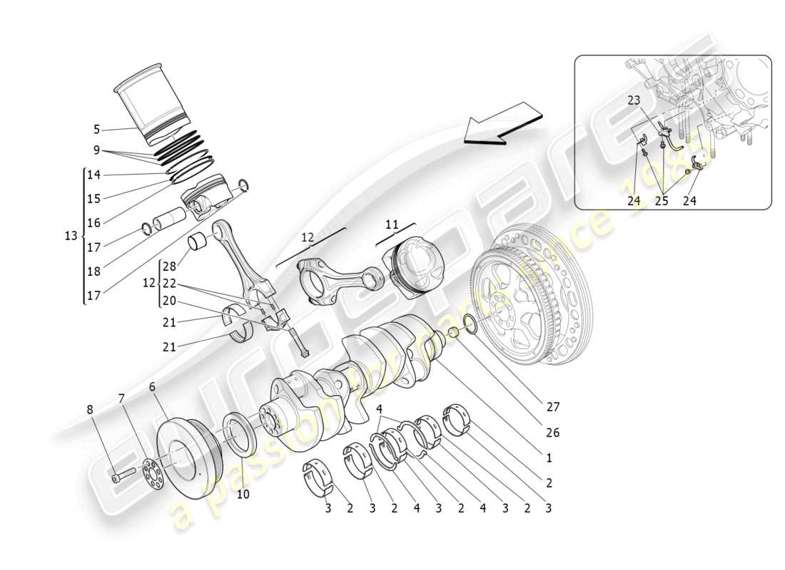 maserati levante trofeo (2020) crank mechanism part diagram