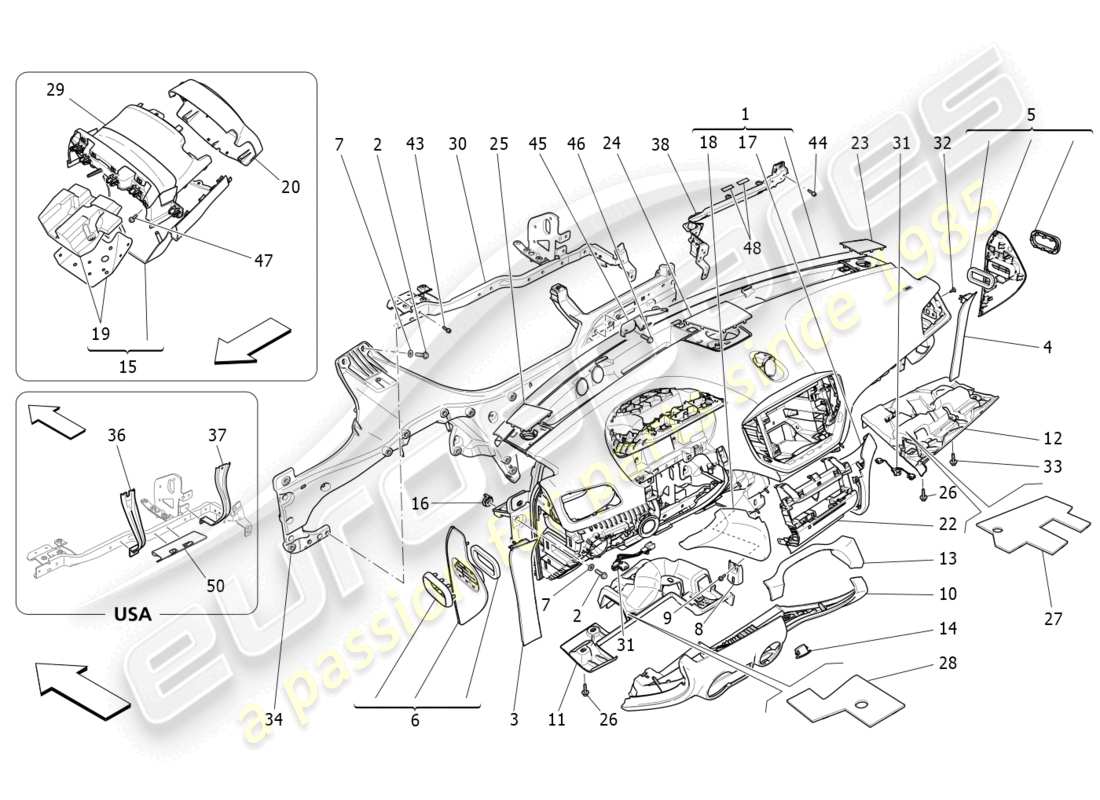 maserati ghibli (2016) dashboard unit parts diagram