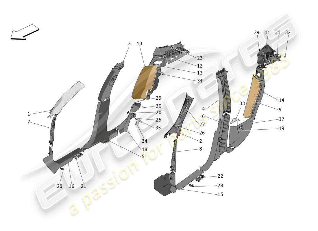 a part diagram from the maserati grecale parts catalogue