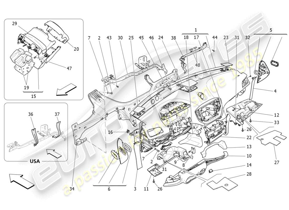 maserati ghibli (2014) dashboard unit parts diagram