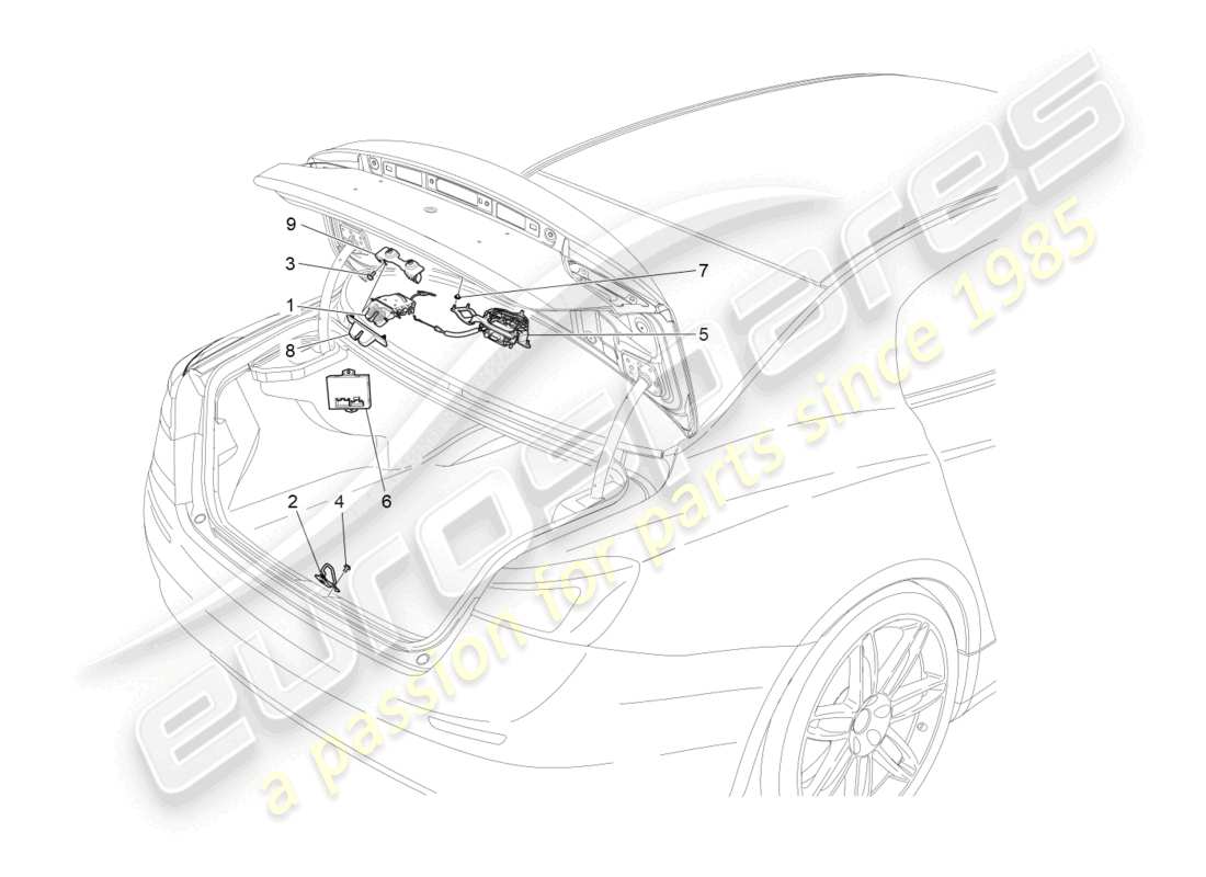 maserati ghibli (2016) rear lid opening control parts diagram