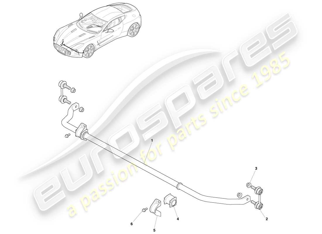 aston martin one-77 (2011) front stabiliser bar part diagram