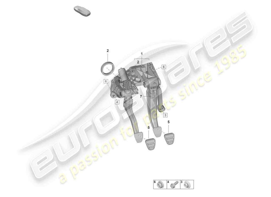 porsche 992 gt3/rs/st (2024) brake and clutch pedals cluster 6-speed manual transmission part diagram