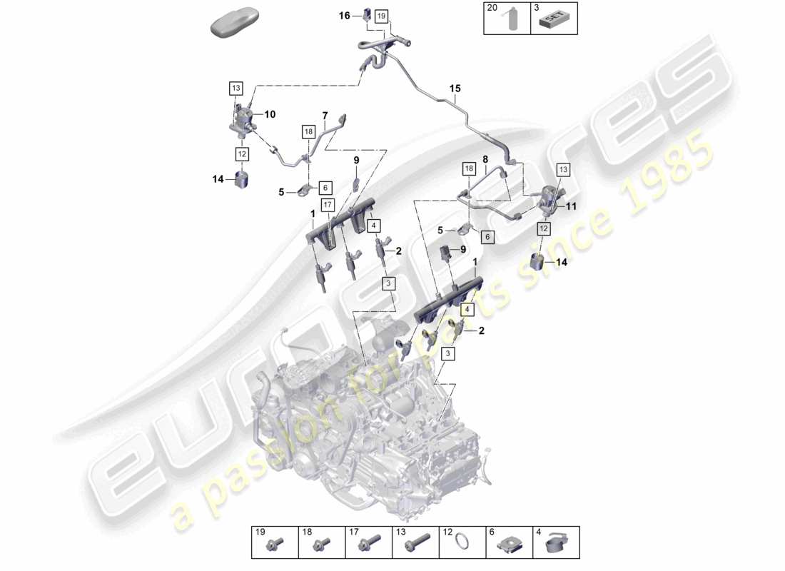 porsche 992 gt3/rs/st (2023) injection system high pressure pump high-pressure injector part diagram