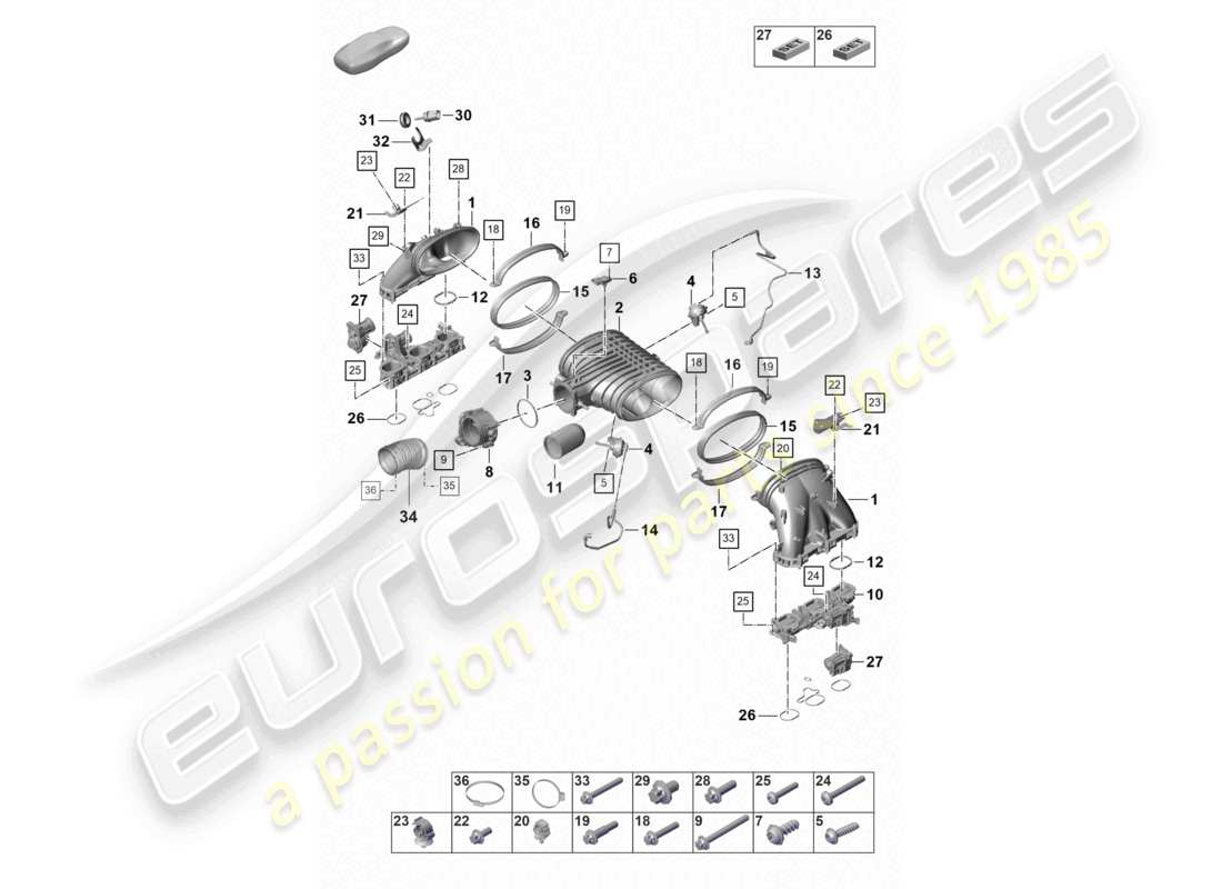 porsche 992 gt3/rs/st (2023) intake air distributor throttle valve part diagram