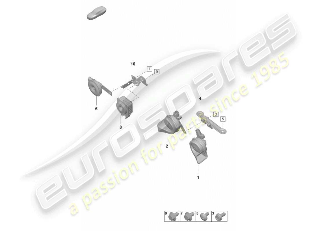 porsche 992 gt3/rs/st (2022) fanfare signal horn alarm system part diagram