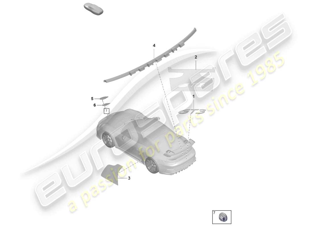 porsche 992 gt3/rs/st (2024) inscriptions/lettering part diagram