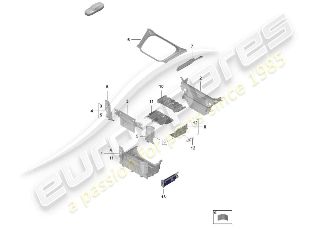 porsche 992 gt3/rs/st (2024) front end boot floor plate individual parts part diagram