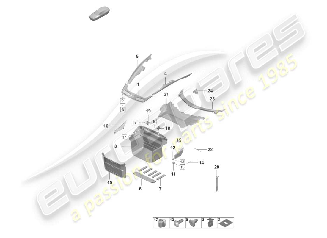 porsche 992 gt3/rs/st (2024) luggage compartment trim part diagram