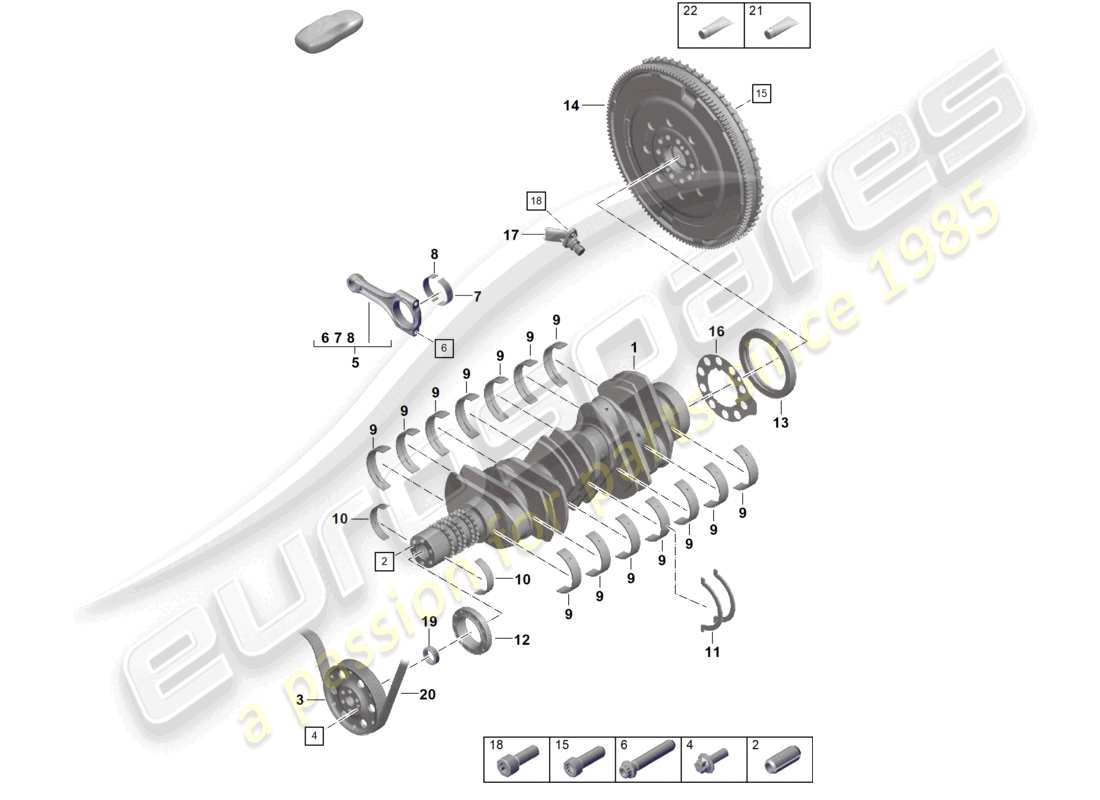 porsche 992 gt3/rs/st (2024) crankshaft conrod flywheel part diagram