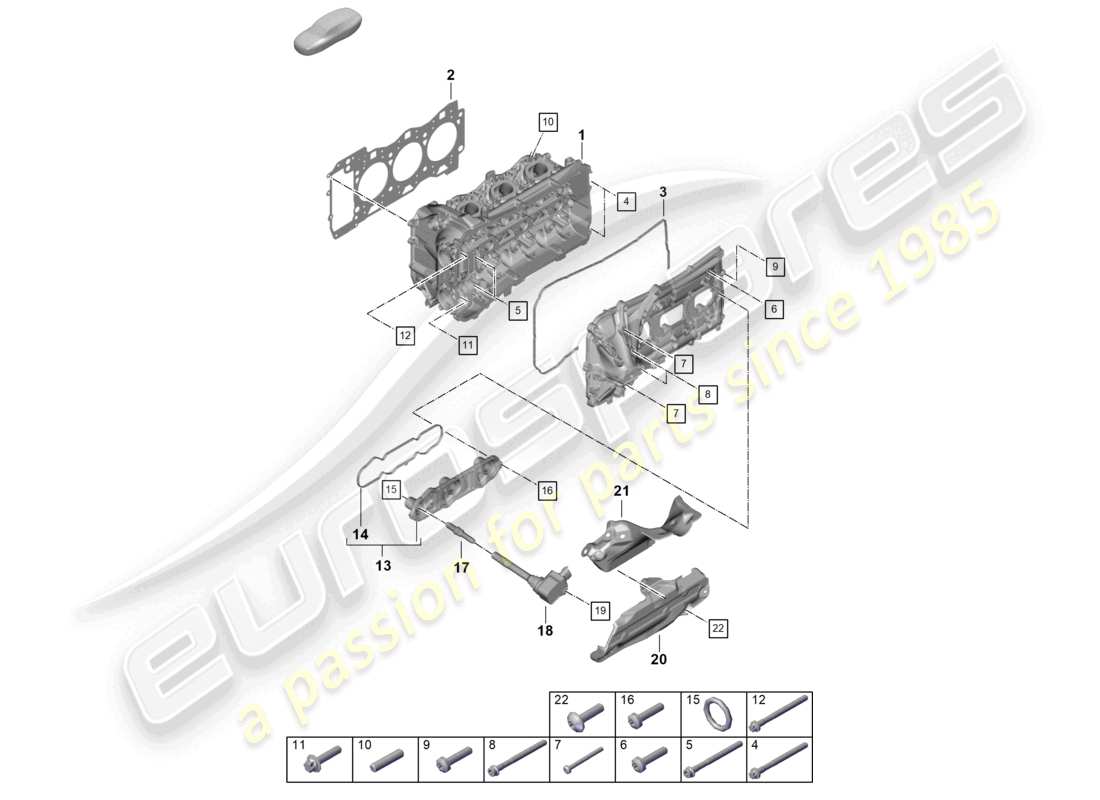 porsche 992 gt3/rs/st (2023) cylinder head cylinder head gasket valve cover part diagram