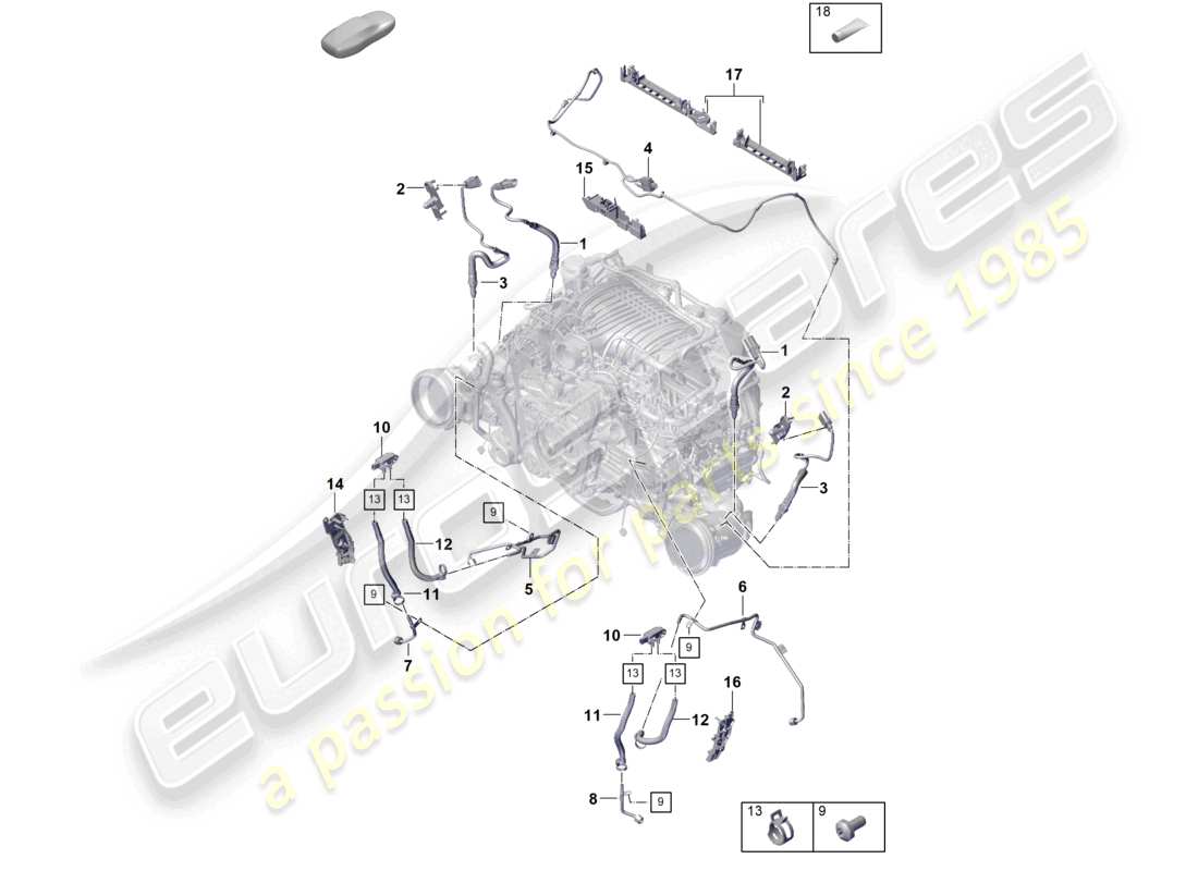 porsche 992 gt3/rs/st (2024) catalytic converter petrol particulate filter fastenings and sensors part diagram