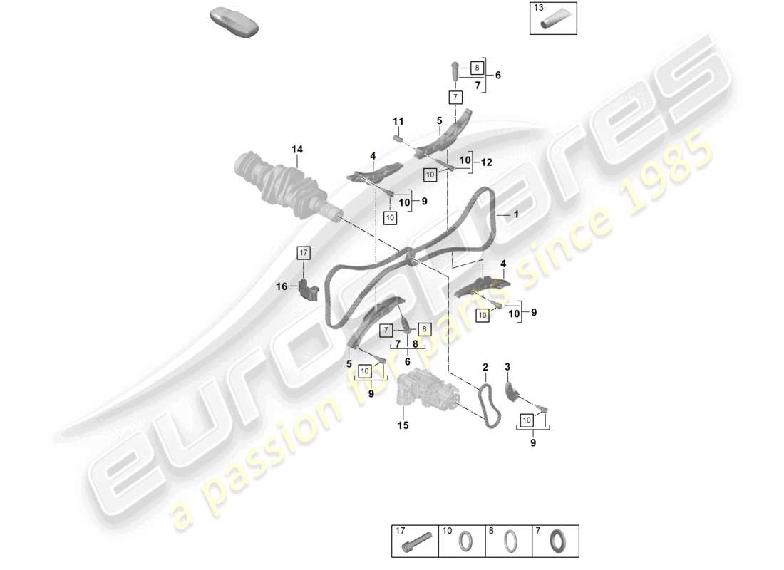 porsche 992 gt3/rs/st (2023) chain tensioner timing chain part diagram