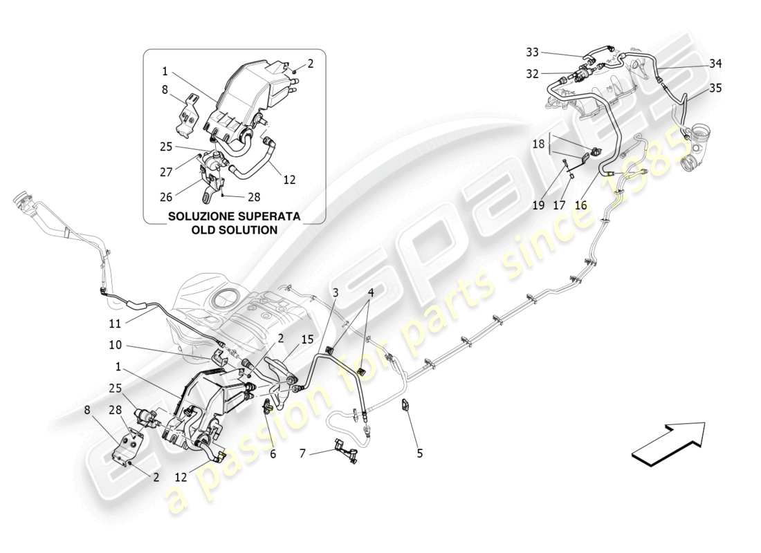 maserati levante (2020) fuel vapour recirculation system part diagram