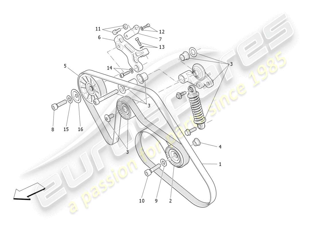 maserati levante trofeo (2020) auxiliary device belts part diagram
