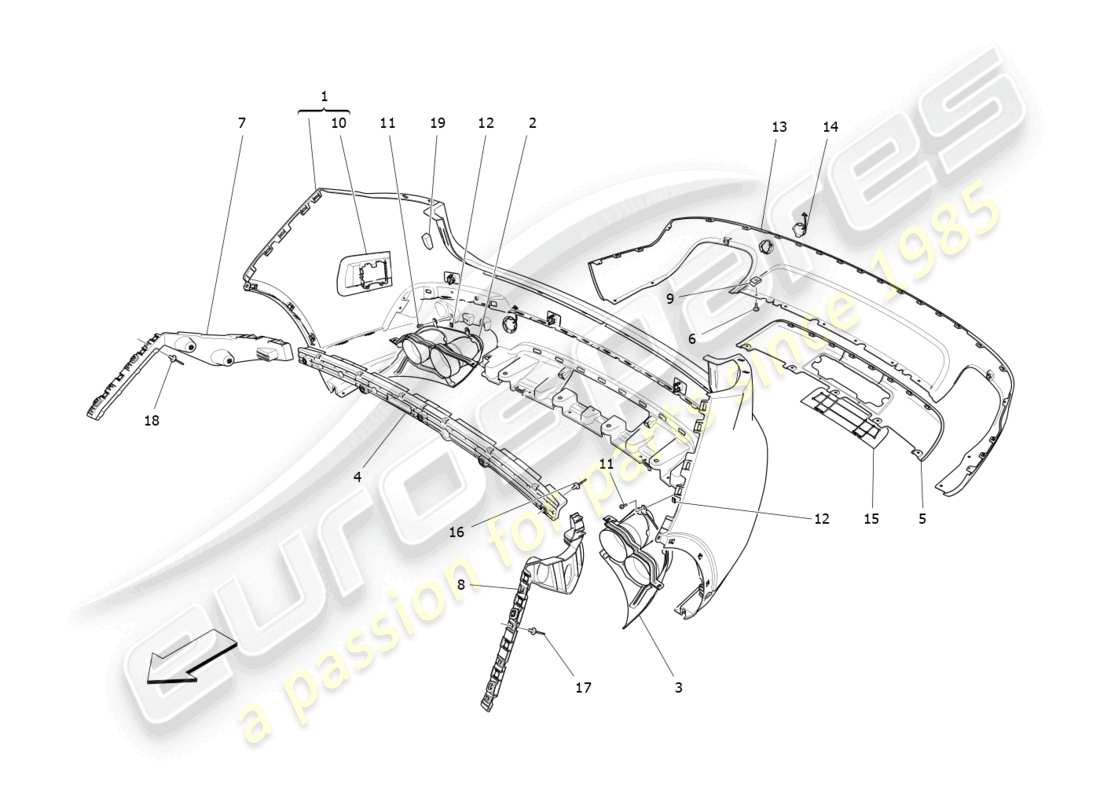 maserati levante (2019) rear bumper parts diagram