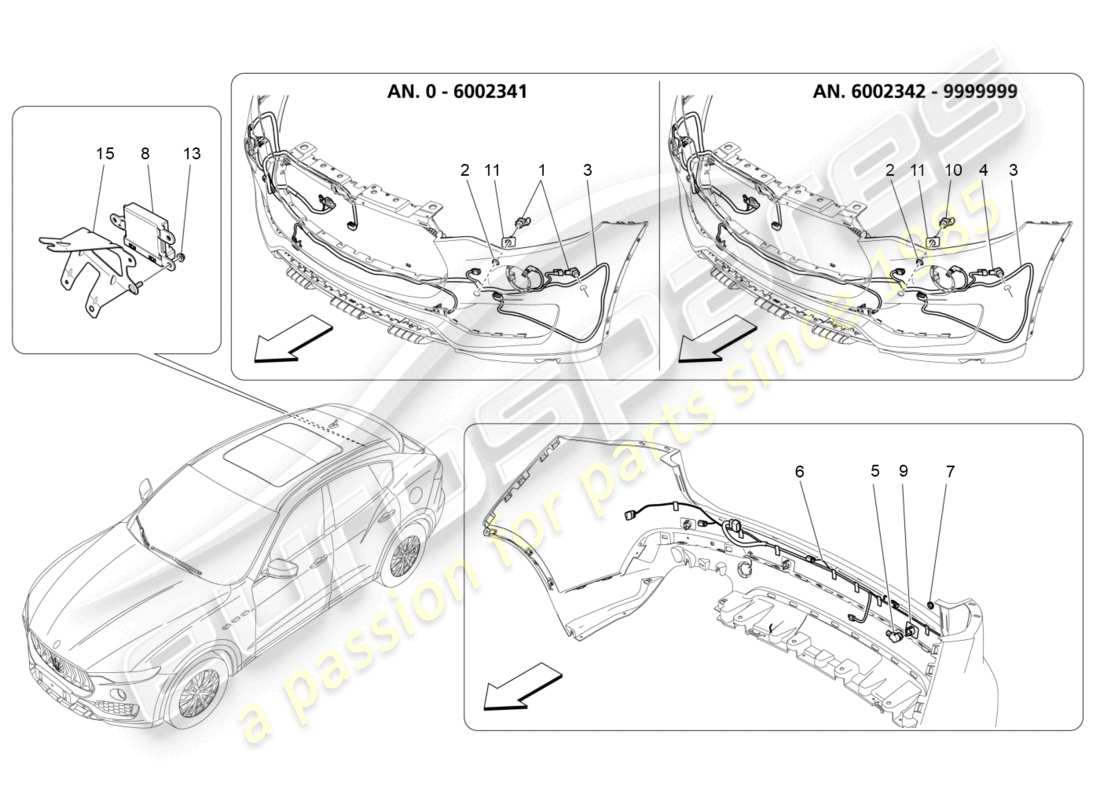 maserati levante (2019) parking sensors parts diagram