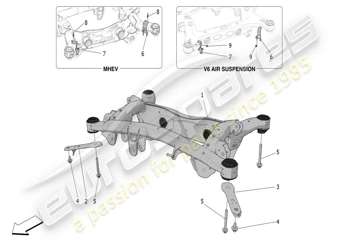 maserati grecale modena (2023) rear chassis part diagram