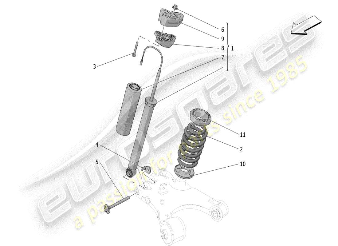 maserati grecale modena (2023) rear shock absorber devices part diagram