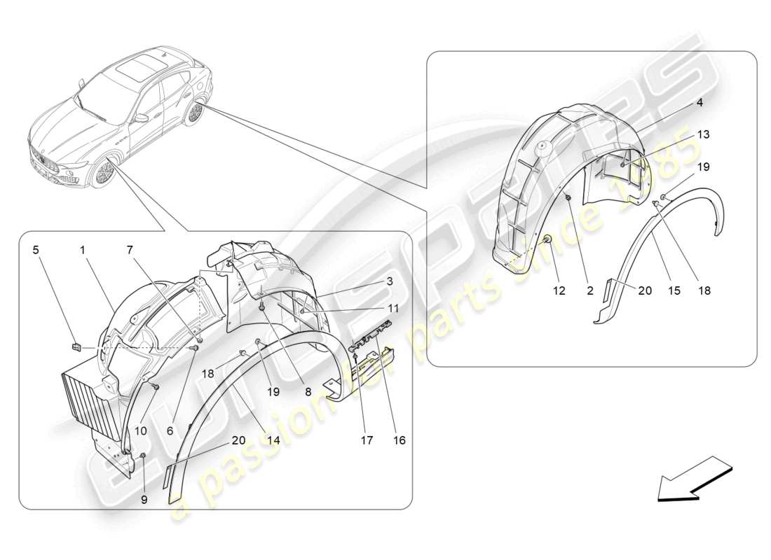 maserati levante trofeo (2020) wheelhouse and lids part diagram