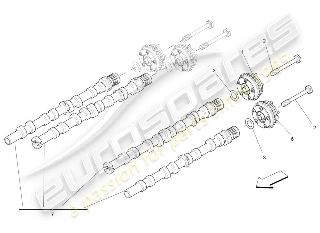 maserati levante trofeo (2020) lh cylinder head camshafts part diagram