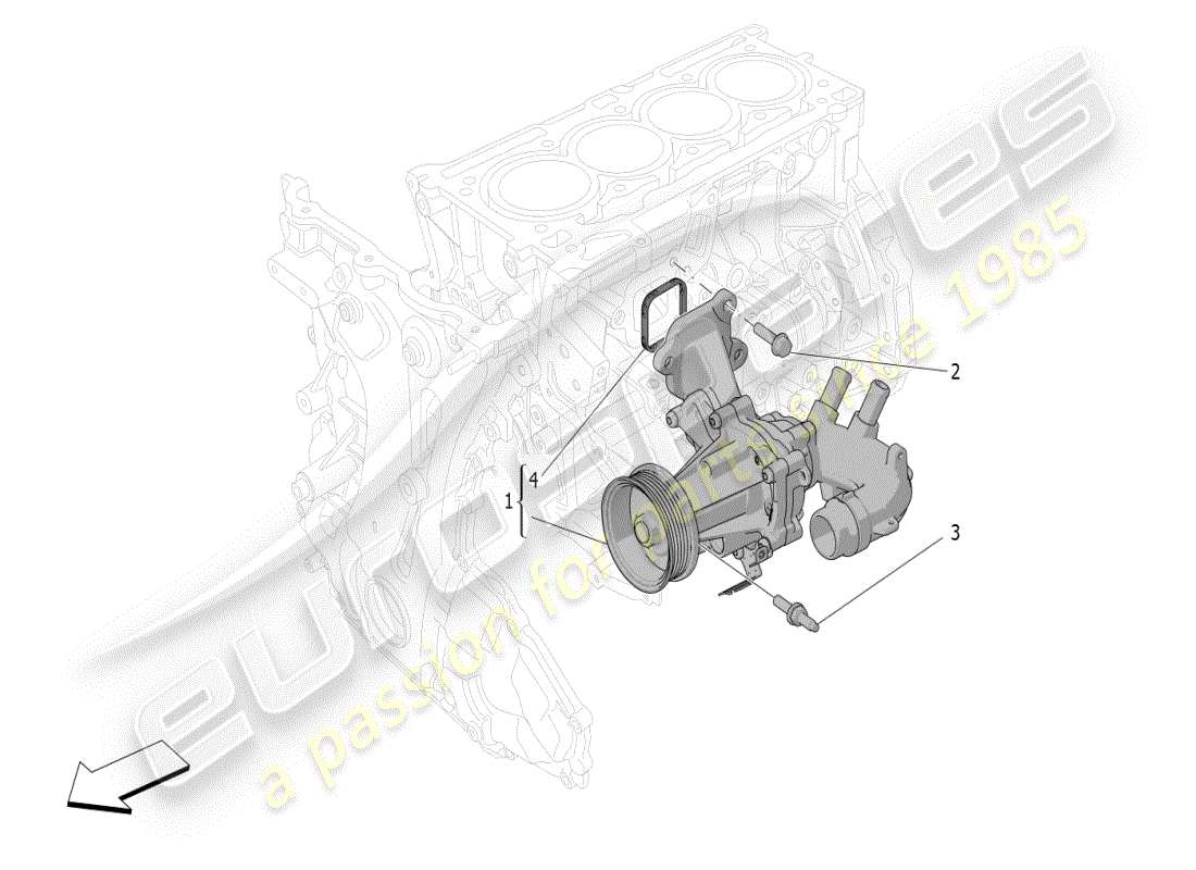 maserati grecale modena (2023) cooling system: water pump part diagram