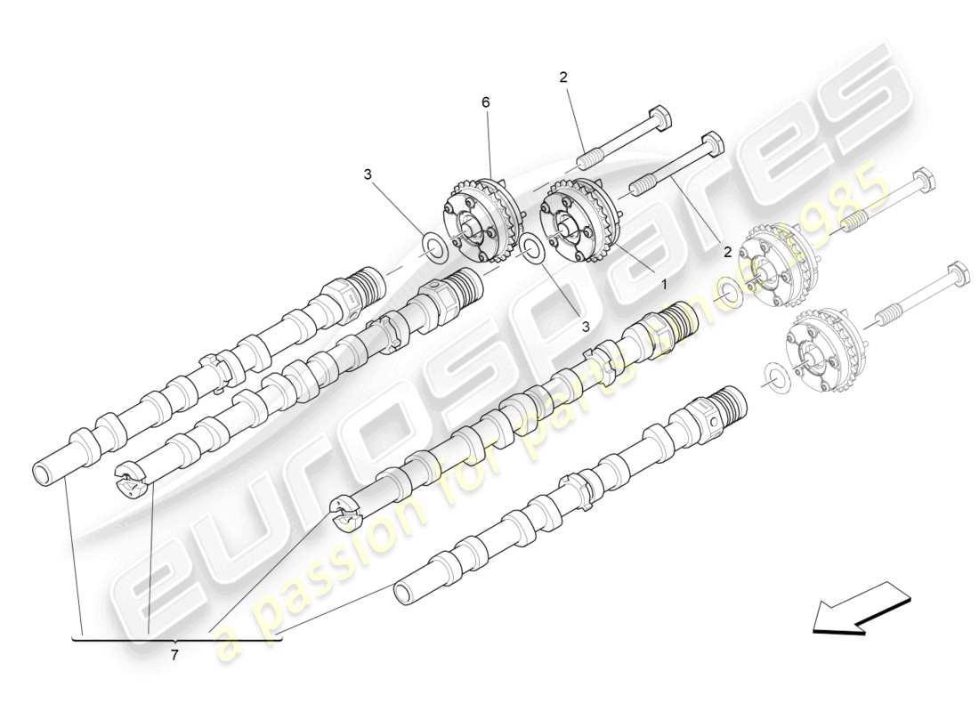 maserati levante trofeo (2020) rh cylinder head camshafts part diagram