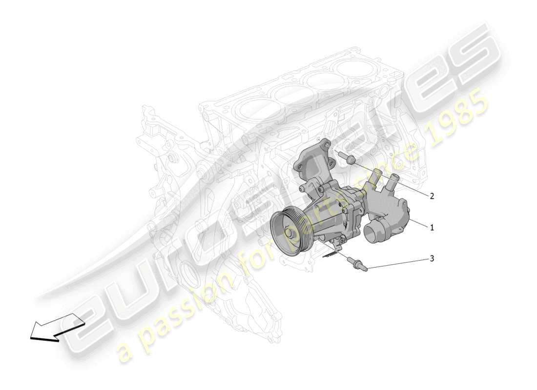 maserati grecale gt (2023) cooling system: water pump parts diagram