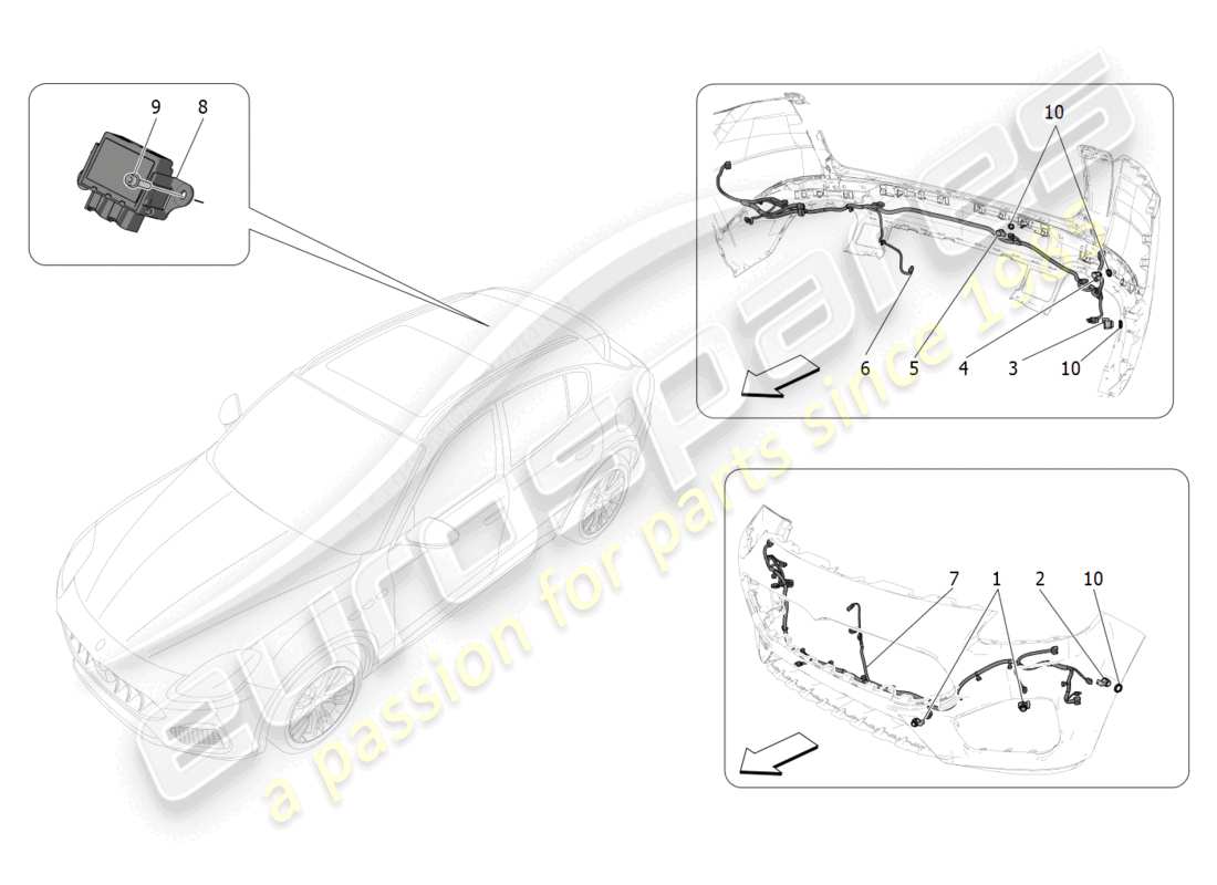 maserati grecale gt (2023) parking sensors parts diagram