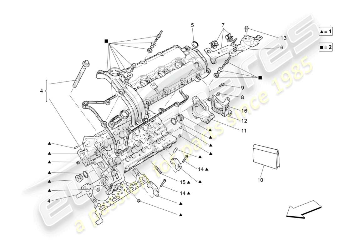 maserati levante (2020) lh cylinder head part diagram