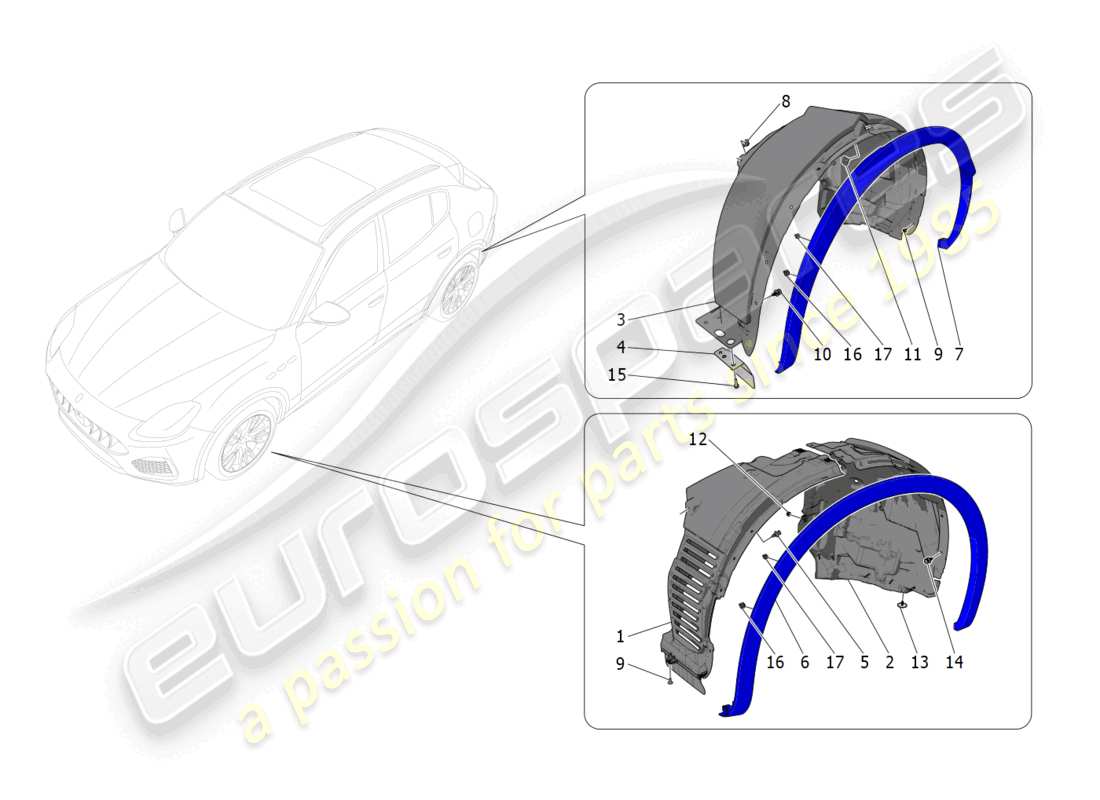 maserati grecale gt (2023) wheelhouse and lids part diagram