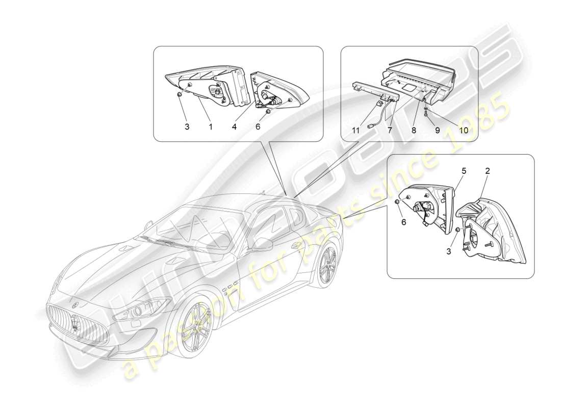 maserati granturismo mc stradale (2011) taillight clusters parts diagram