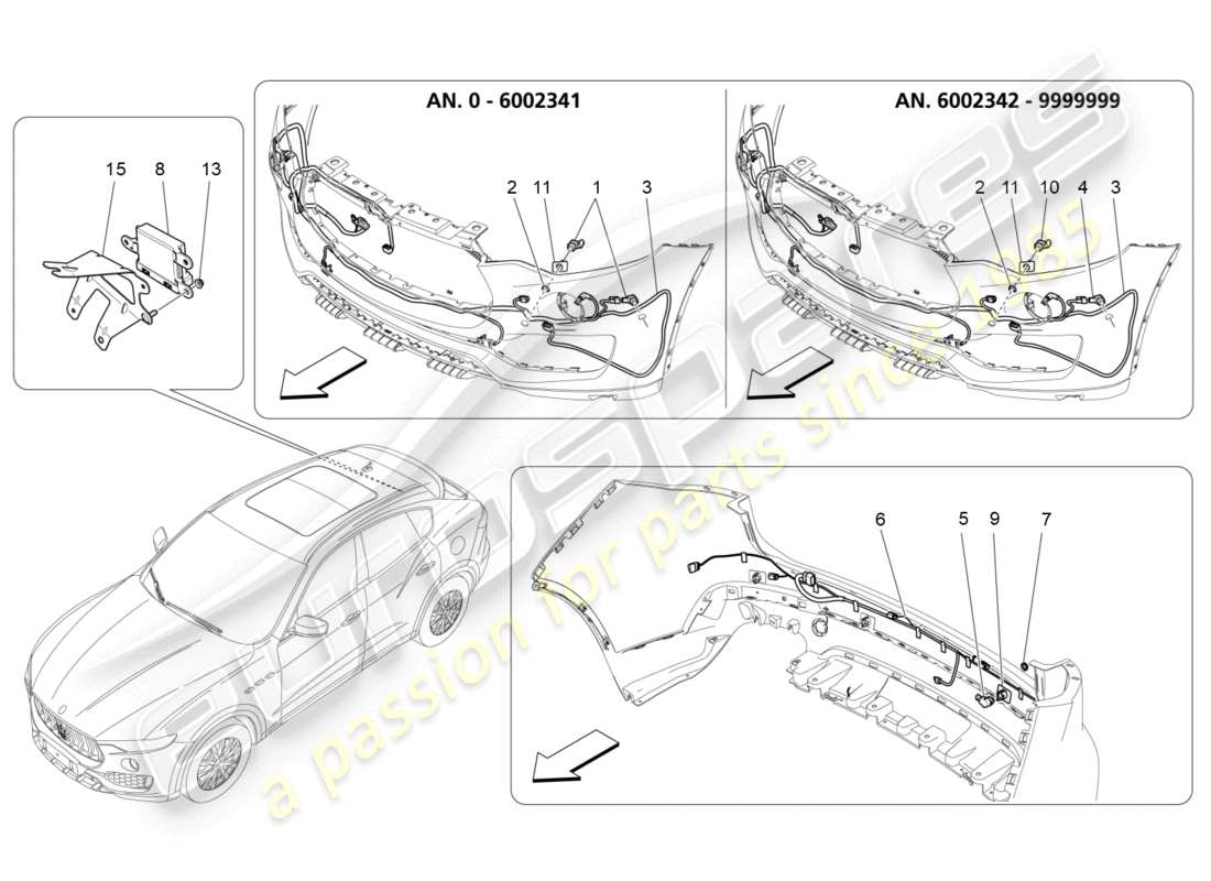 maserati levante trofeo (2020) parking sensors part diagram