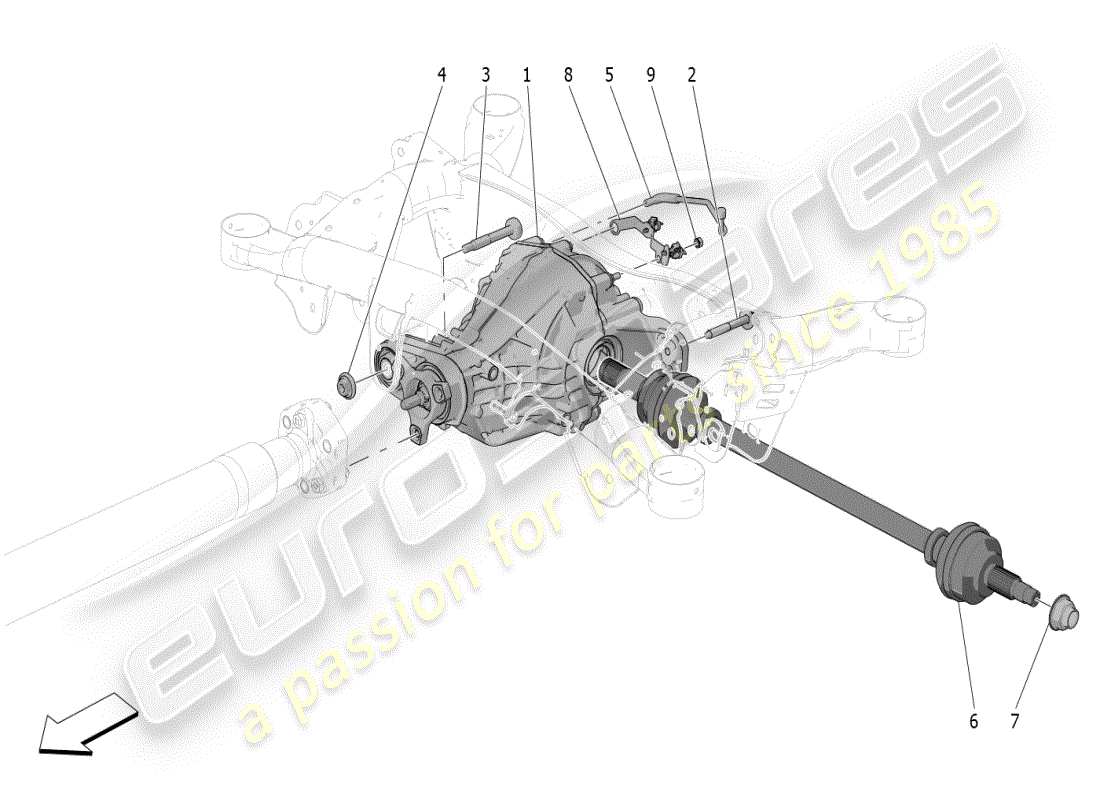 maserati grecale modena (2023) differential and rear axle shafts part diagram