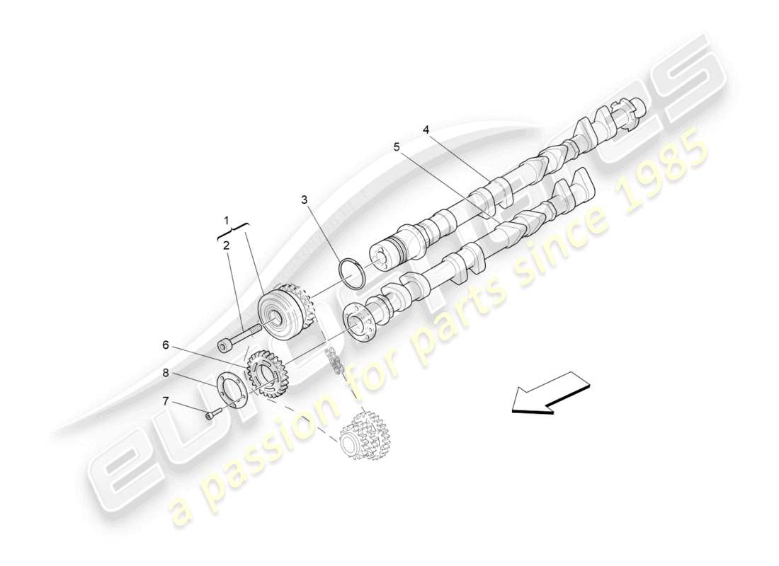 maserati granturismo mc stradale (2012) rh cylinder head camshafts parts diagram