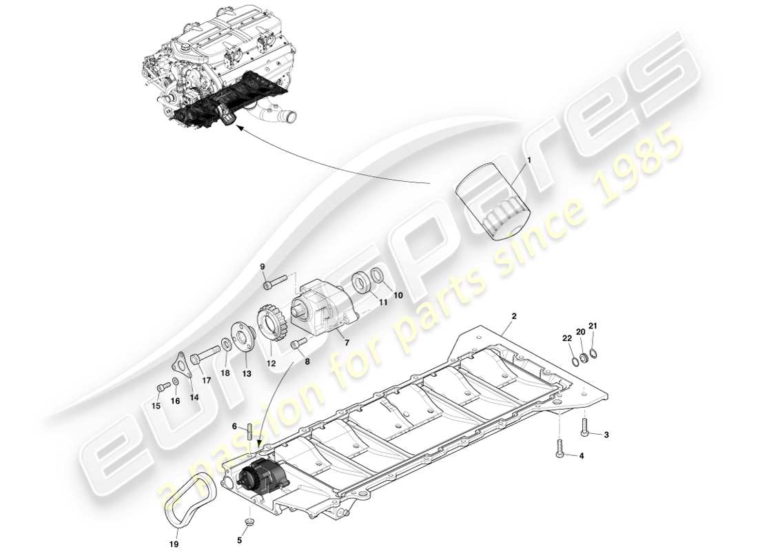 aston martin one-77 (2011) engine lubrication part diagram