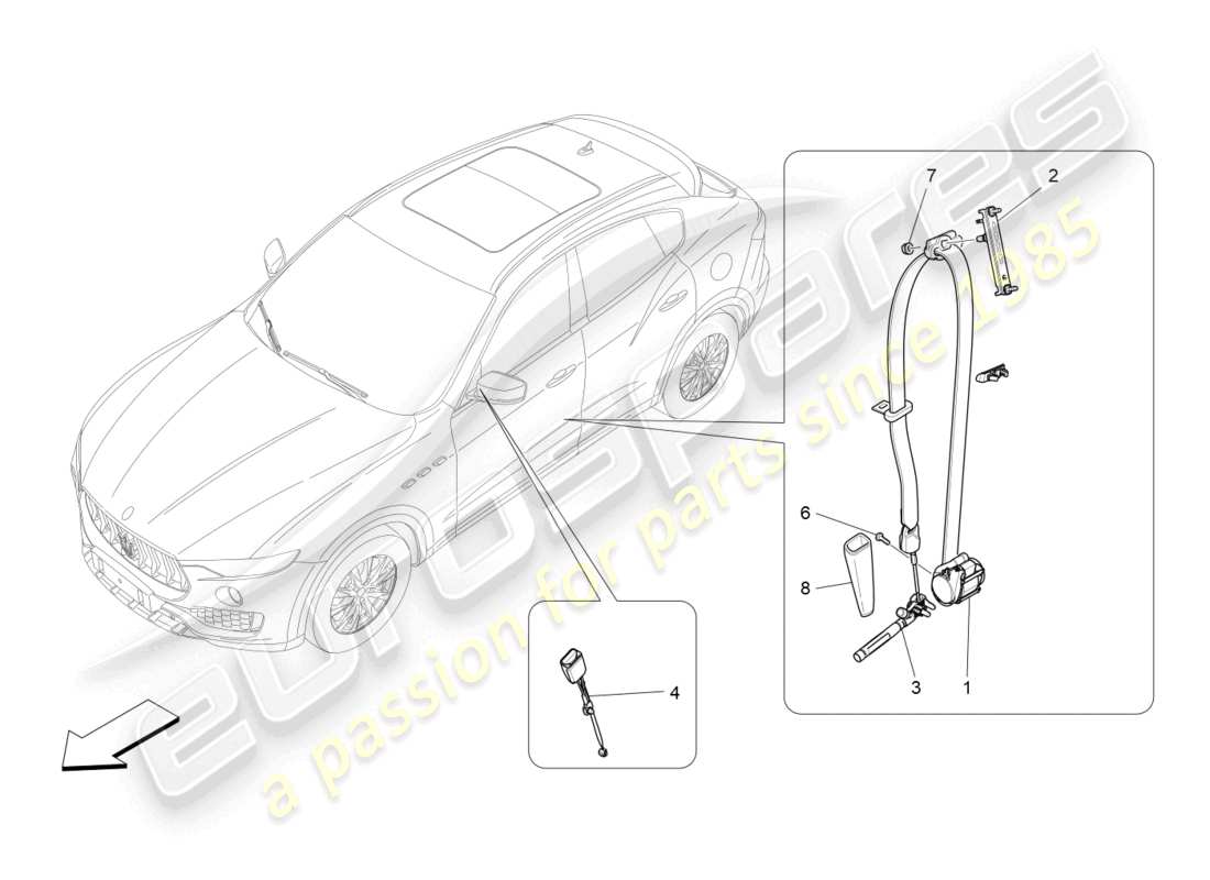 maserati levante zenga (2020) front seatbelts part diagram