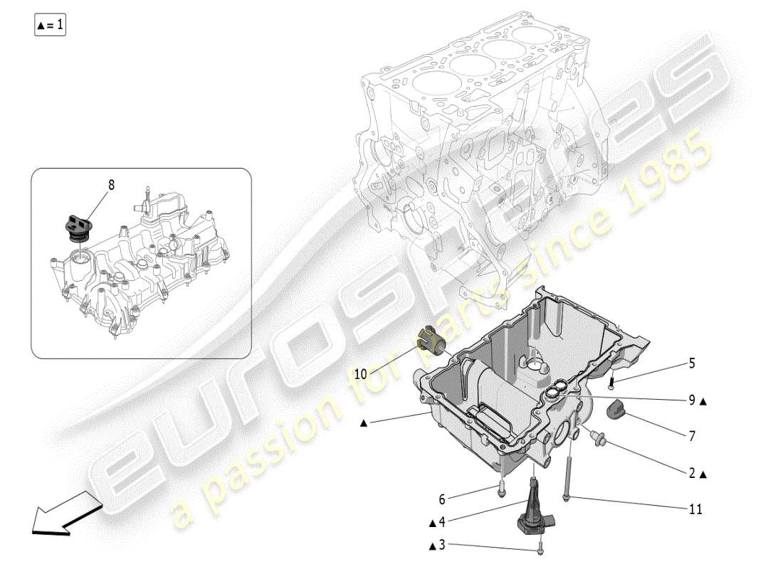 maserati grecale modena (2023) lubrication system: circuit and collection part diagram