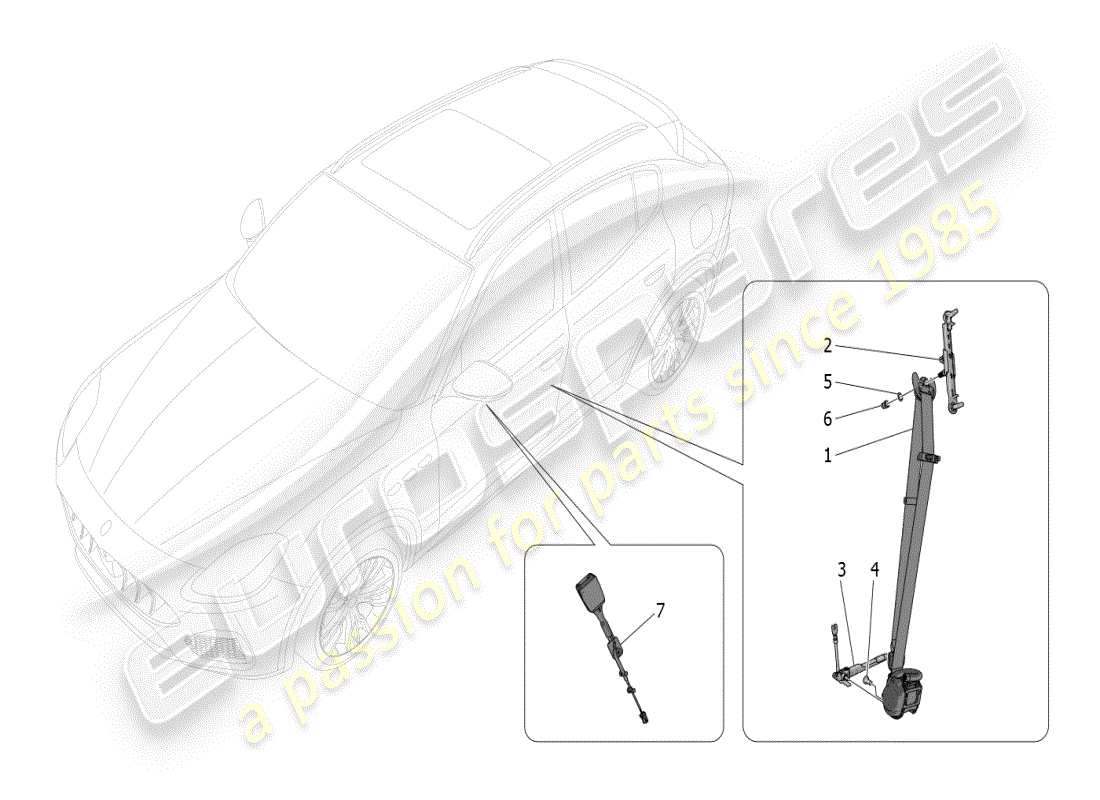 maserati grecale modena (2023) front seatbelts part diagram