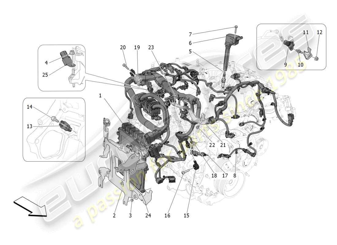 maserati grecale gt (2023) electronic control: injection and engine timing control parts diagram