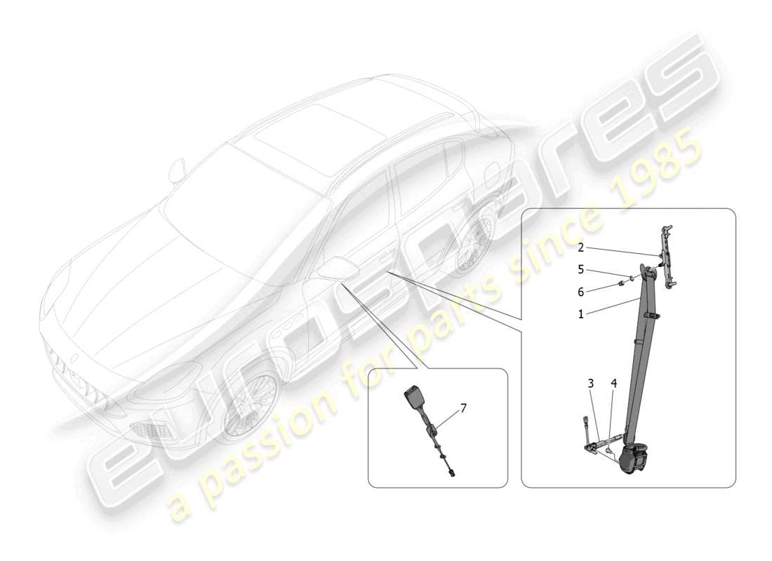 maserati grecale gt (2023) front seatbelts parts diagram