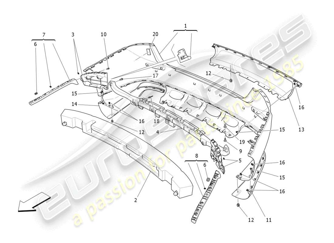 maserati ghibli (2016) rear bumper parts diagram