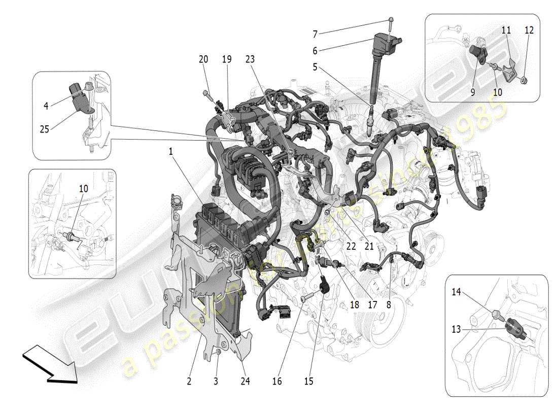 maserati grecale modena (2023) electronic control: injection and engine timing control part diagram