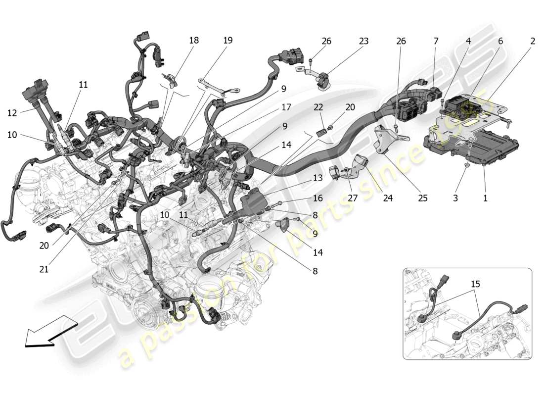 maserati mc20 cielo (2023) electronic control: injection and engine timing control part diagram