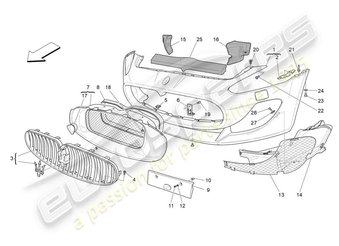 maserati grancabrio mc (2013) front bumper parts diagram