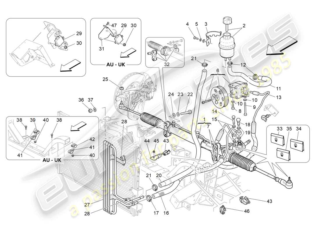maserati grancabrio mc (2013) complete steering rack unit part diagram