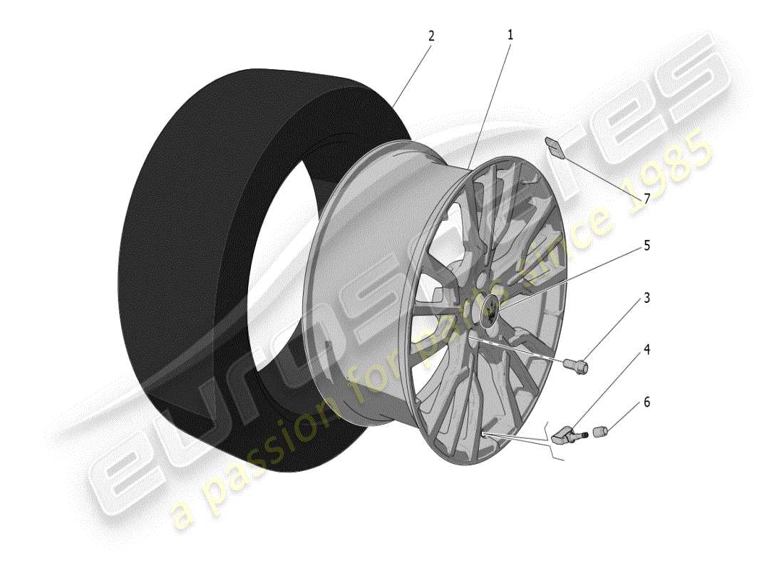 maserati grecale modena (2023) wheels and tyres part diagram