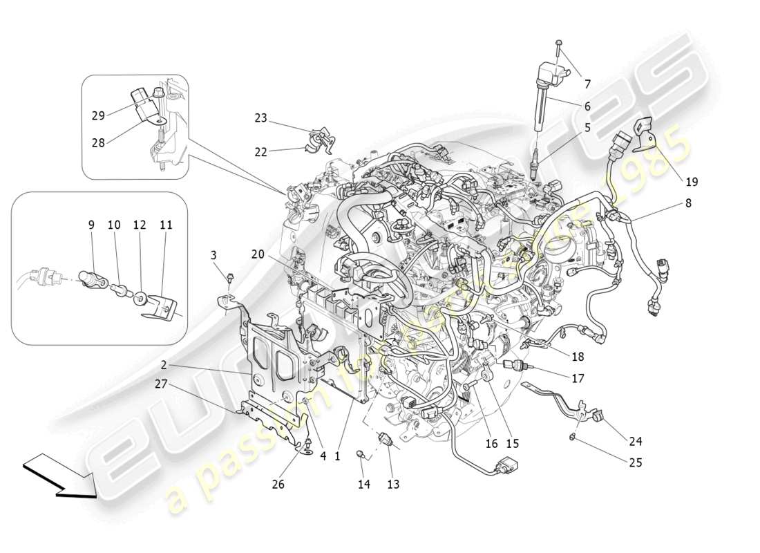 maserati levante gt (2022) electronic control: injection and engine timing control part diagram